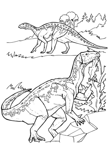 Iguanodon Dinosaurs Coloring Page